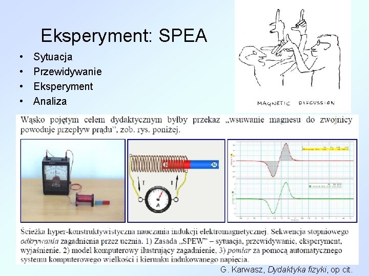 Eksperyment: SPEA • • Sytuacja Przewidywanie Eksperyment Analiza G. Karwasz, Dydaktyka fizyki, op cit.