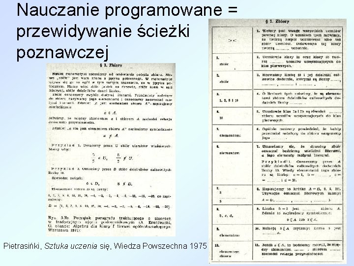 Nauczanie programowane = przewidywanie ścieżki poznawczej Pietrasińki, Sztuka uczenia się, Wiedza Powszechna 1975 