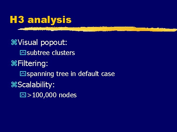 H 3 analysis z. Visual popout: ysubtree clusters z. Filtering: yspanning tree in default H 3 analysis z. Visual popout: ysubtree clusters z. Filtering: yspanning tree in default