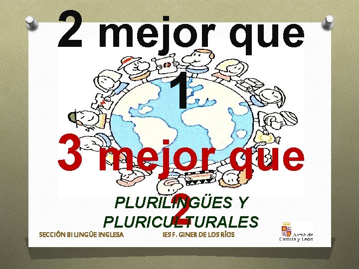 2 mejor que 1 3 mejor que 2 PLURILINGÜES Y PLURICULTURALES SECCIÓN BI LINGÜE