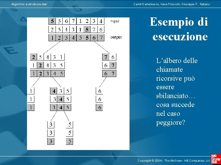 Algoritmi e strutture dati Camil Demetrescu, Irene Finocchi, Giuseppe F. Italiano Esempio di esecuzione Algoritmi e strutture dati Camil Demetrescu, Irene Finocchi, Giuseppe F. Italiano Esempio di esecuzione