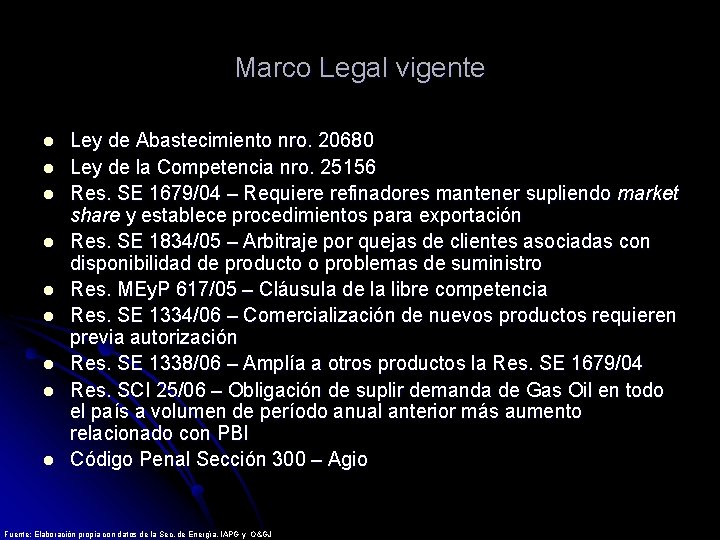 Marco Legal vigente l l l l l Ley de Abastecimiento nro. 20680 Ley Marco Legal vigente l l l l l Ley de Abastecimiento nro. 20680 Ley