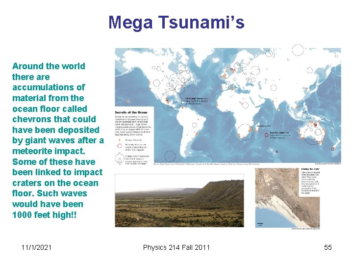 Mega Tsunami’s Around the world there accumulations of material from the ocean floor called