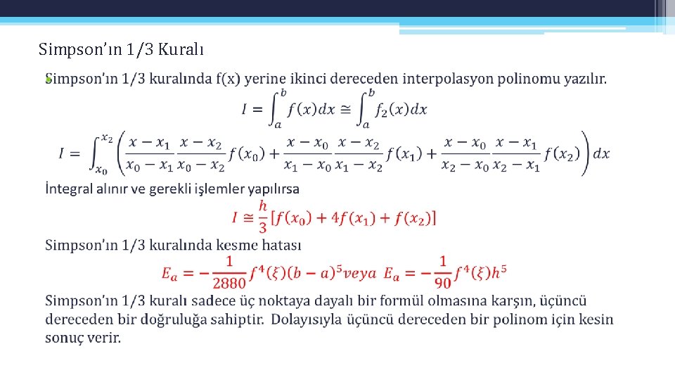 Simpson’ın 1/3 Kuralı • 