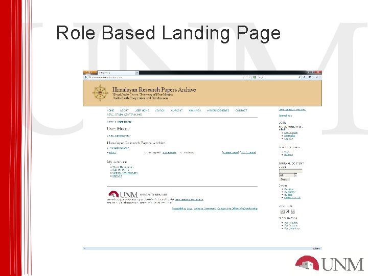 Role Based Landing Page 