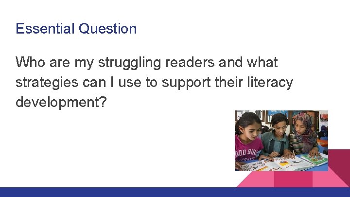 Essential Question Who are my struggling readers and what strategies can I use to