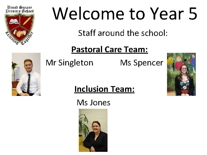 Welcome to Year 5 Staff around the school: Pastoral Care Team: Mr Singleton Ms