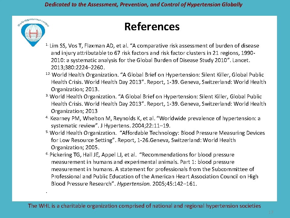 Dedicated to the Assessment, Prevention, and Control of Hypertension Globally References 1. Lim SS,