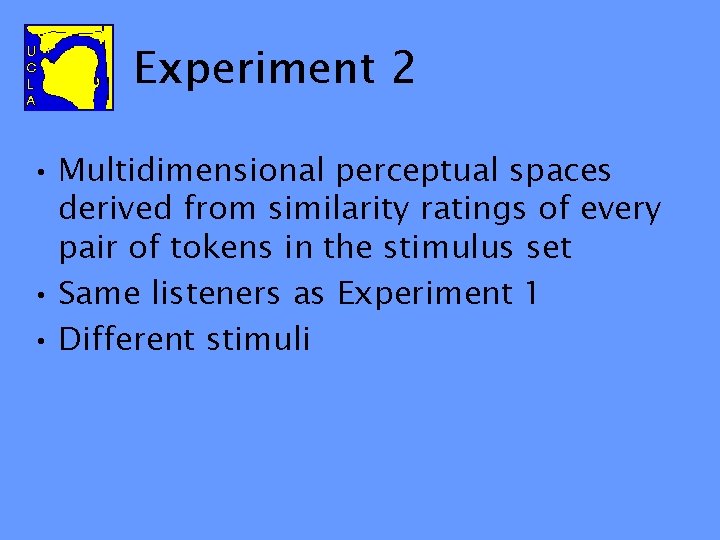 Experiment 2 • Multidimensional perceptual spaces derived from similarity ratings of every pair of