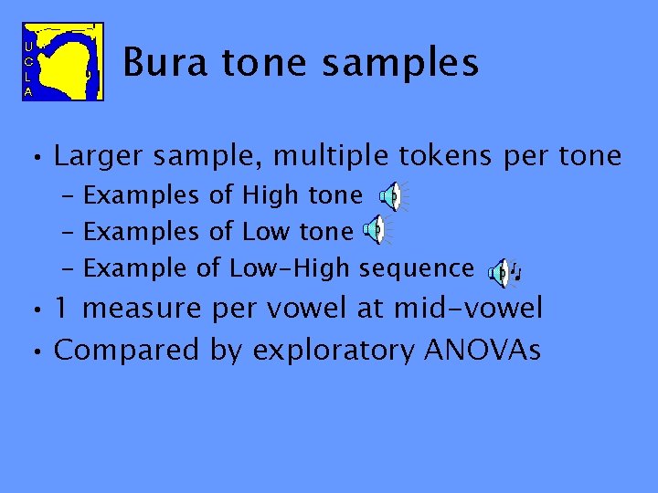Bura tone samples • Larger sample, multiple tokens per tone – Examples of High