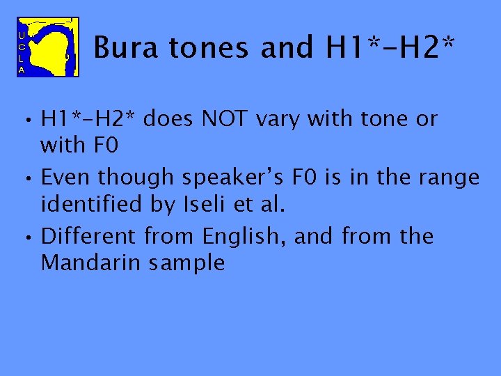 Bura tones and H 1*-H 2* • H 1*-H 2* does NOT vary with