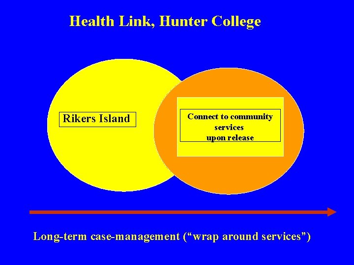 Health Link, Hunter College Rikers Island Connect to community services upon release Long-term case-management