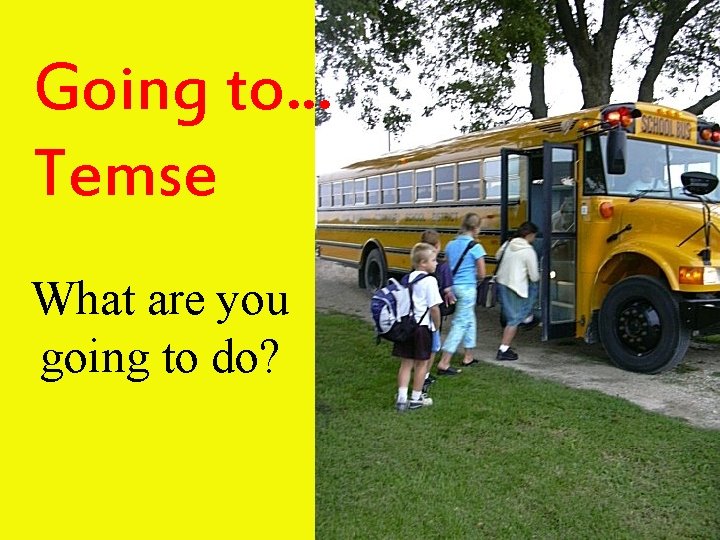 Going to. . . Temse What are you going to do? 