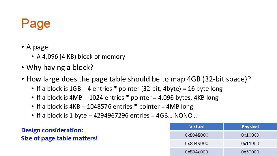 Page • A page • A 4, 096 (4 KB) block of memory •