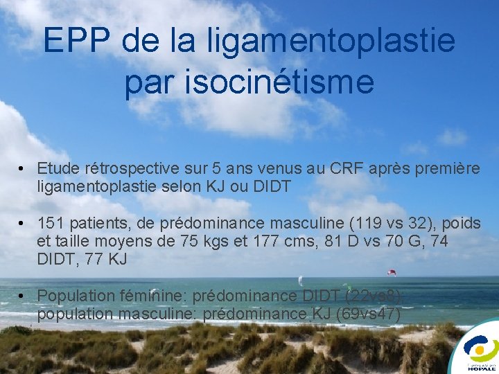 EPP de la ligamentoplastie par isocinétisme • Etude rétrospective sur 5 ans venus au