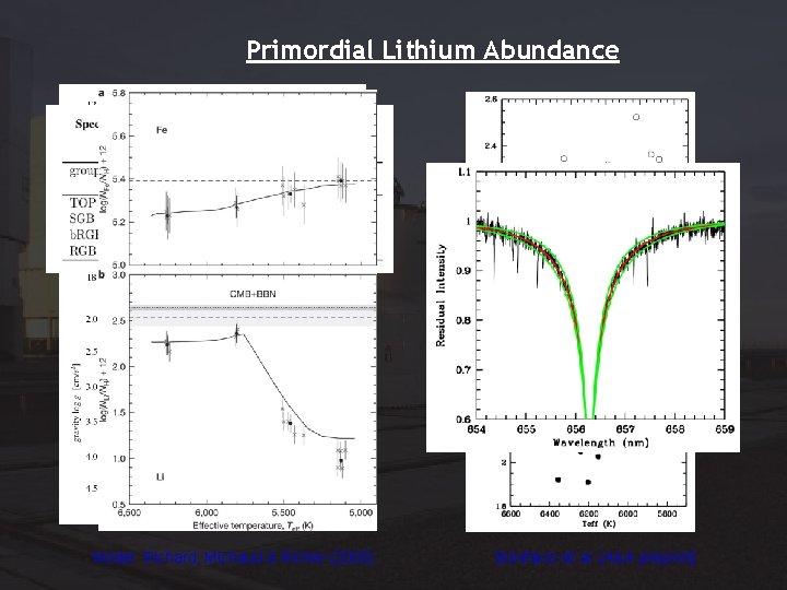 Primordial Lithium Abundance Model: Richard, Michaud & Richer (2005) Bonifacio et al. (A&A preprint)