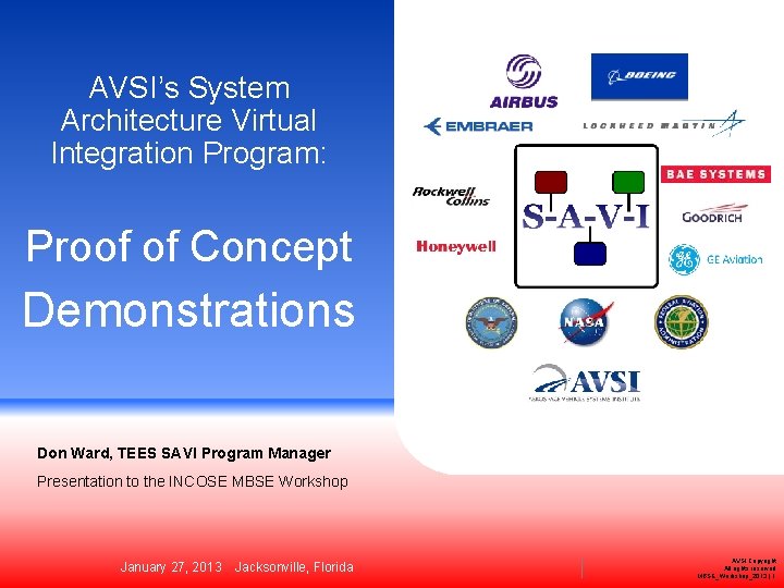 AVSIs System Architecture Virtual Integration Program Proof of