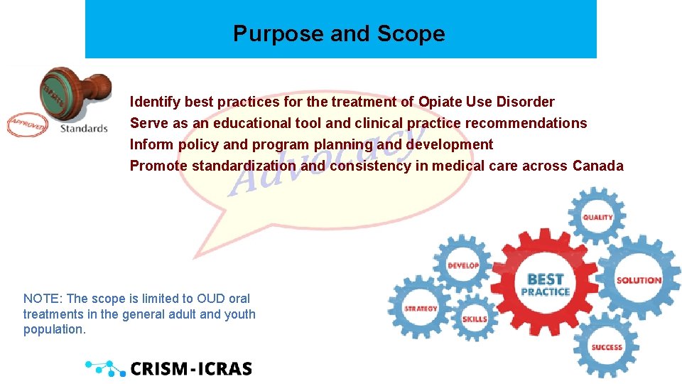 Purpose and Scope Identify best practices for the treatment of Opiate Use Disorder Serve