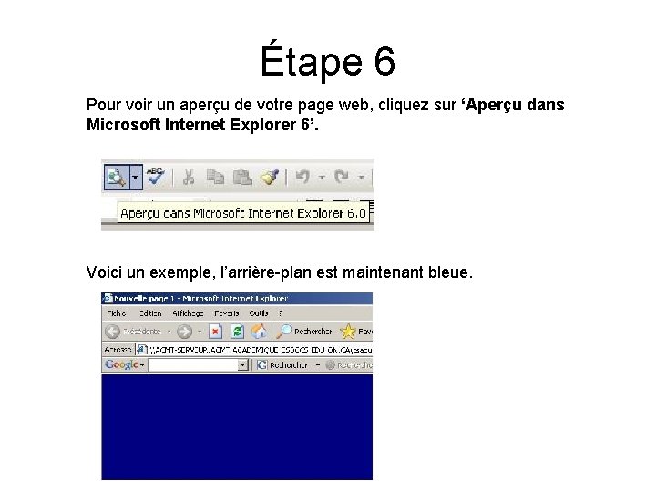 Étape 6 Pour voir un aperçu de votre page web, cliquez sur ‘Aperçu dans