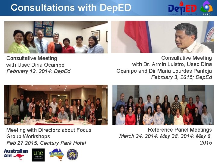 Consultations with Dep. ED Consultative Meeting with Usec Dina Ocampo February 13, 2014; Dep.