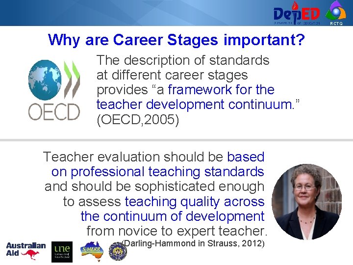 RCTQ Why are Career Stages important? The description of standards at different career stages