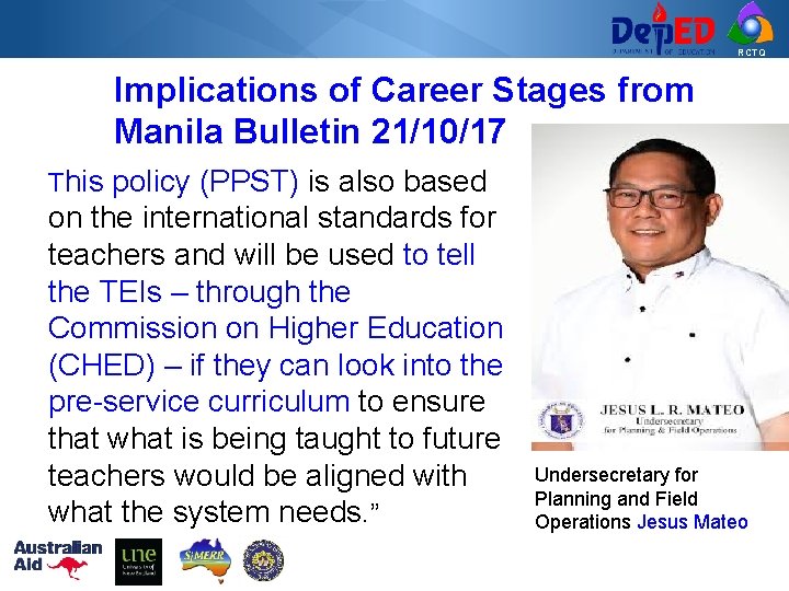 RCTQ Implications of Career Stages from Manila Bulletin 21/10/17 This policy (PPST) is also