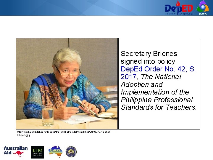 RCTQ Secretary Briones signed into policy Dep. Ed Order No. 42, S. 2017, The