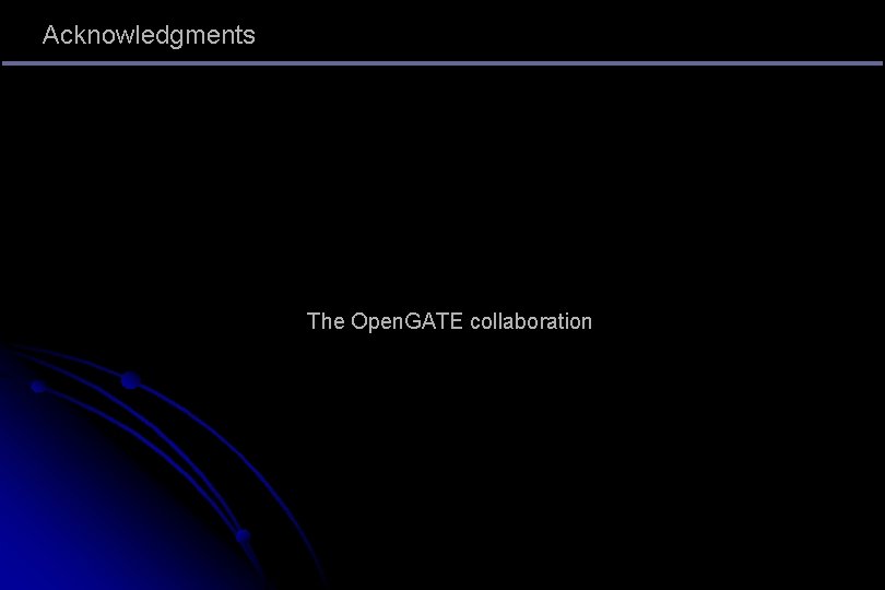 Acknowledgments The Open. GATE collaboration 