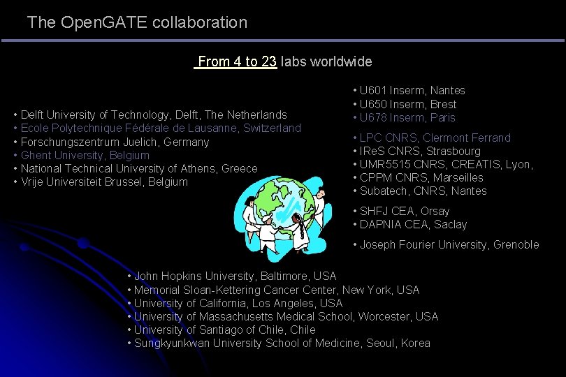 The Open. GATE collaboration From 4 to 23 labs worldwide • Delft University of