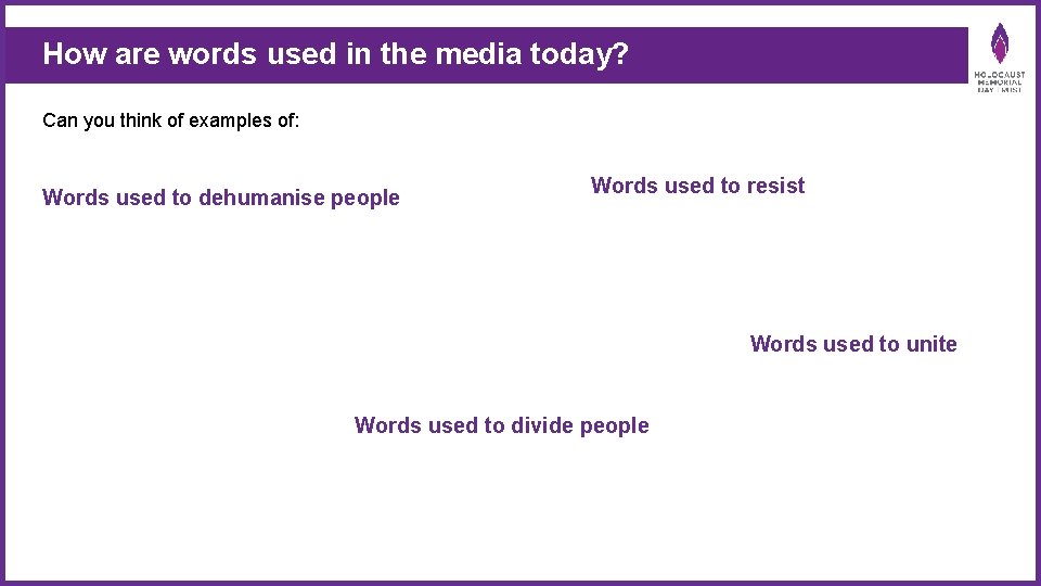 How words used in the media today? Darfurare in Sudan Can you think of