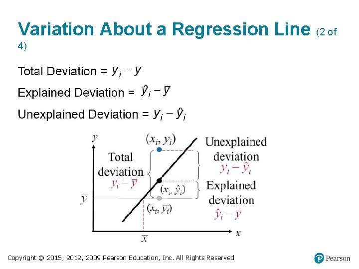 Variation About a Regression Line (2 of 4) Copyright © 2015, 2012, 2009 Pearson