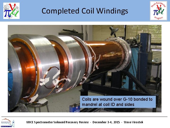 Completed Coil Windings Coils are wound over G-10 bonded to mandrel at coil ID