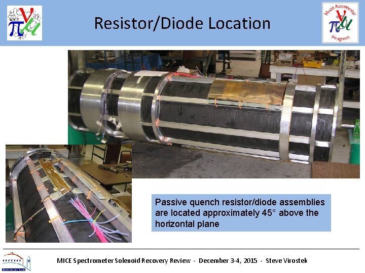 Resistor/Diode Location Passive quench resistor/diode assemblies are located approximately 45° above the horizontal plane