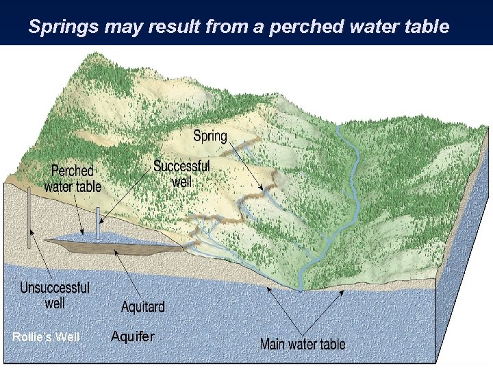 Springs may result from a perched water table Rollie’s Well Aquifer 