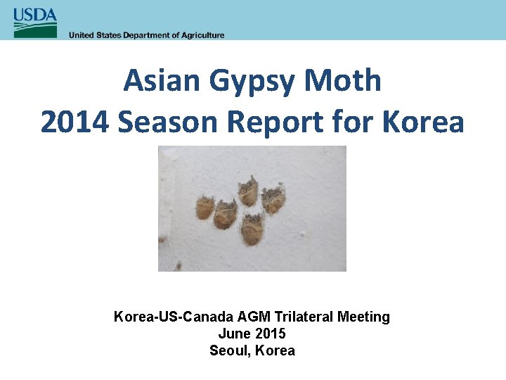 Asian Gypsy Moth 2014 Season Report for Korea-US-Canada AGM Trilateral Meeting June 2015 Seoul,