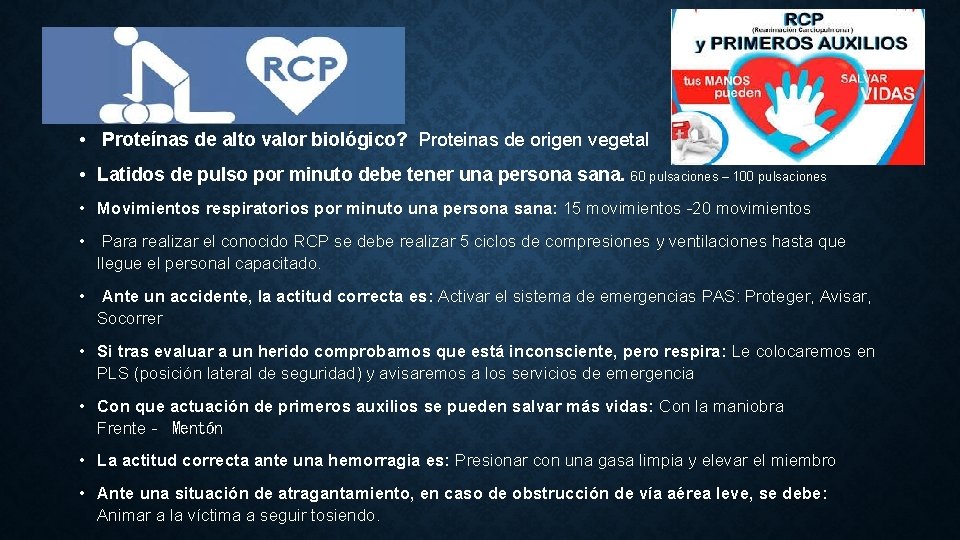  • Proteínas de alto valor biológico? Proteinas de origen vegetal • Latidos de