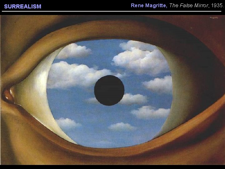 SURREALISM Rene Magritte, The False Mirror, 1935. 
