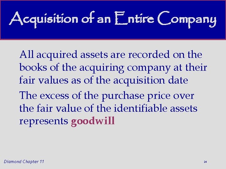 Acquisition of an Entire Company All acquired assets are recorded on the books of