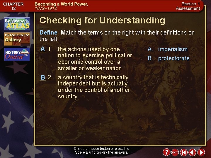 Checking for Understanding Define Match the terms on the right with their definitions on