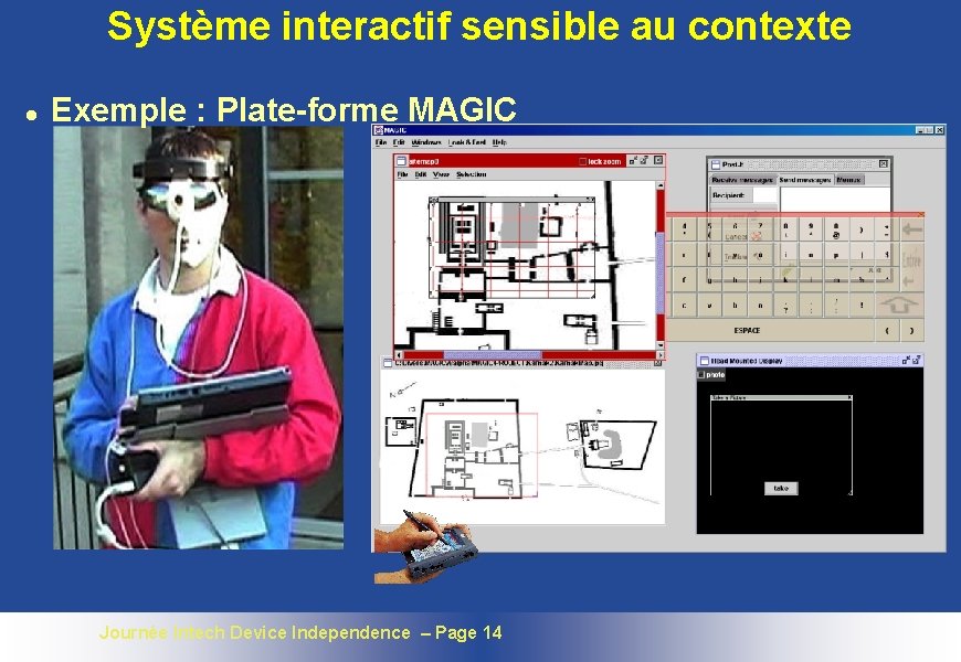 Système interactif sensible au contexte l Exemple : Plate-forme MAGIC Journée Intech Device Independence