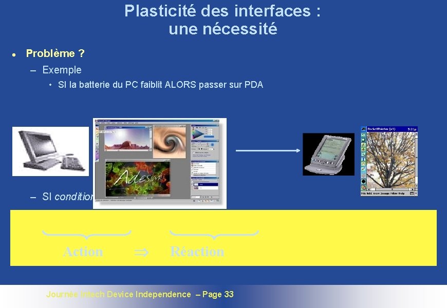 Plasticité des interfaces : une nécessité l Problème ? – Exemple • SI la