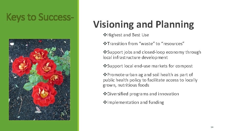 Keys to Success- Visioning and Planning v. Highest and Best Use v. Transition from