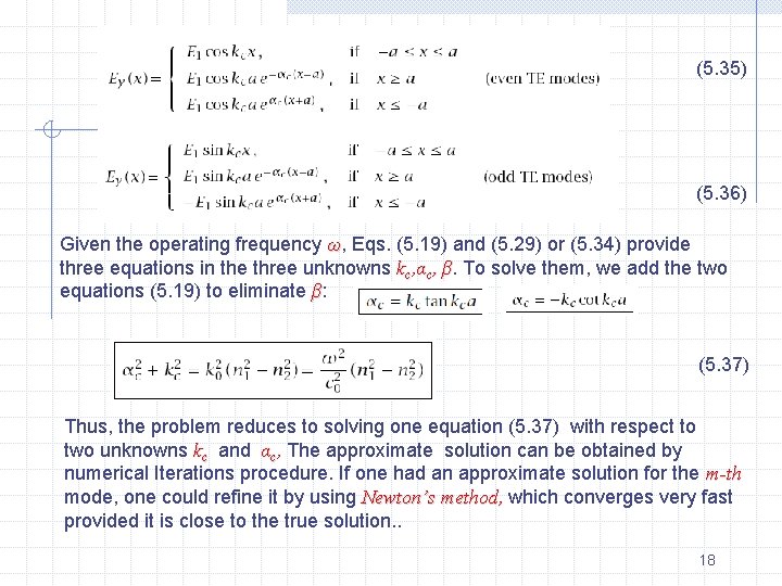 (5. 35) (5. 36) Given the operating frequency ω, Eqs. (5. 19) and (5.