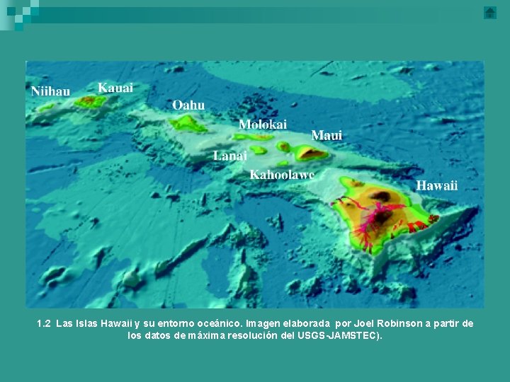 1. 2 Las Islas Hawaii y su entorno oceánico. Imagen elaborada por Joel Robinson