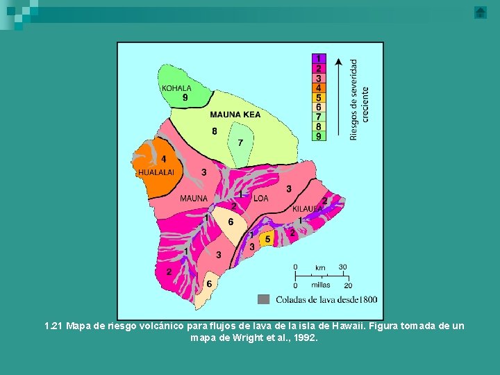 1. 21 Mapa de riesgo volcánico para flujos de lava de la isla de