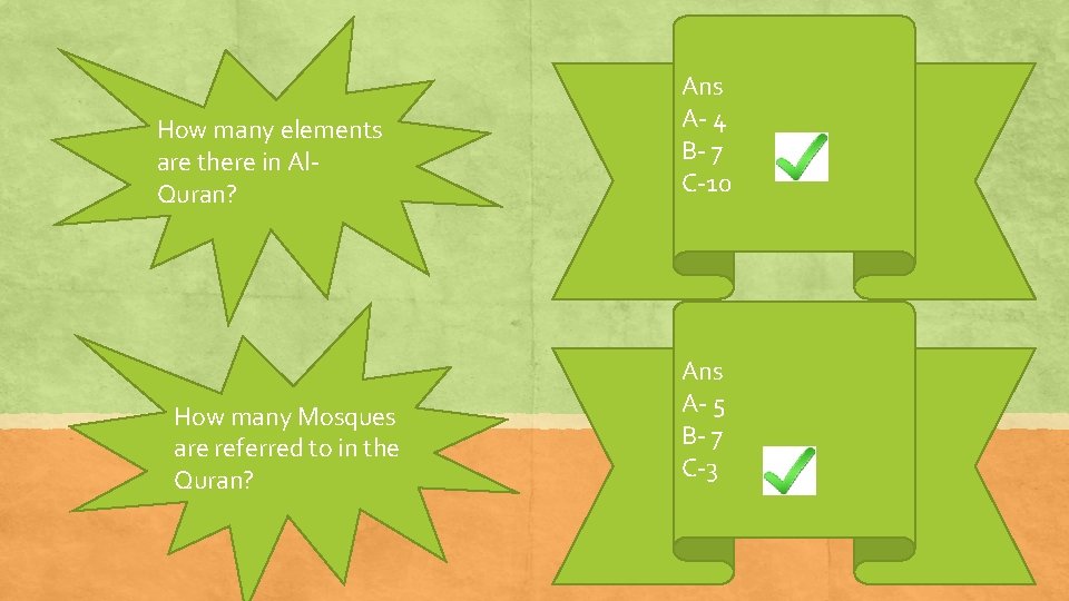 How many elements are there in Al. Quran? How many Mosques are referred to