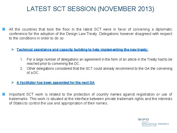 LATEST SCT SESSION (NOVEMBER 2013) All the countries that took the floor in the