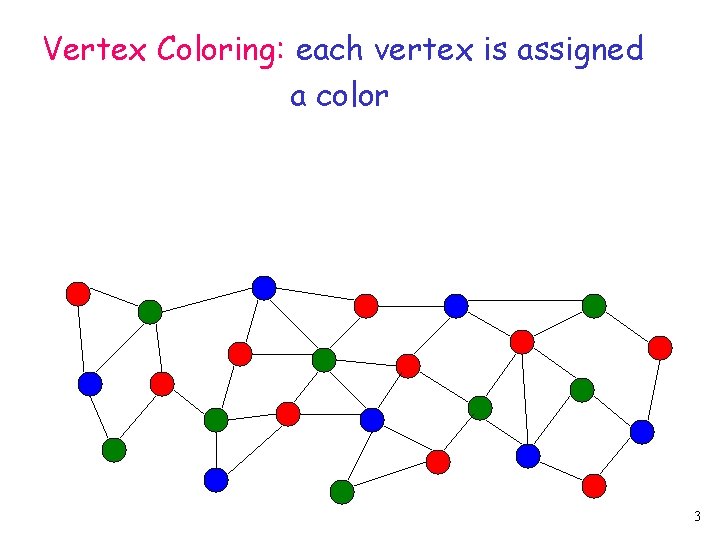 Vertex Coloring: each vertex is assigned a color 3 