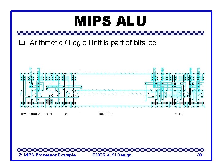 MIPS ALU q Arithmetic / Logic Unit is part of bitslice 2: MIPS Processor