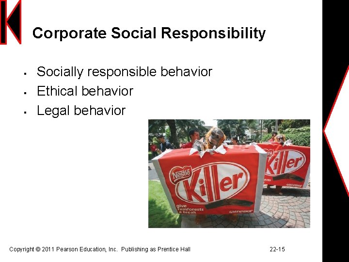 Corporate Social Responsibility § § § Socially responsible behavior Ethical behavior Legal behavior Copyright